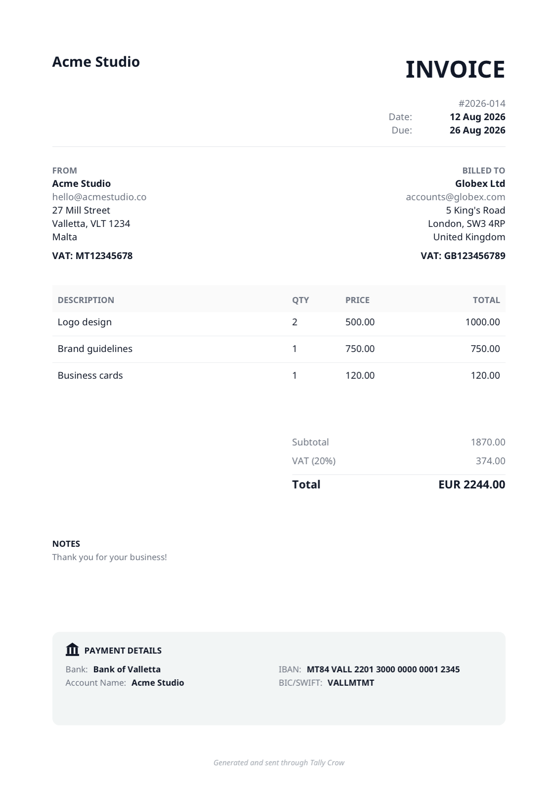 Classic invoice design