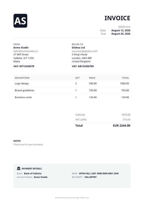 Classic invoice template preview
