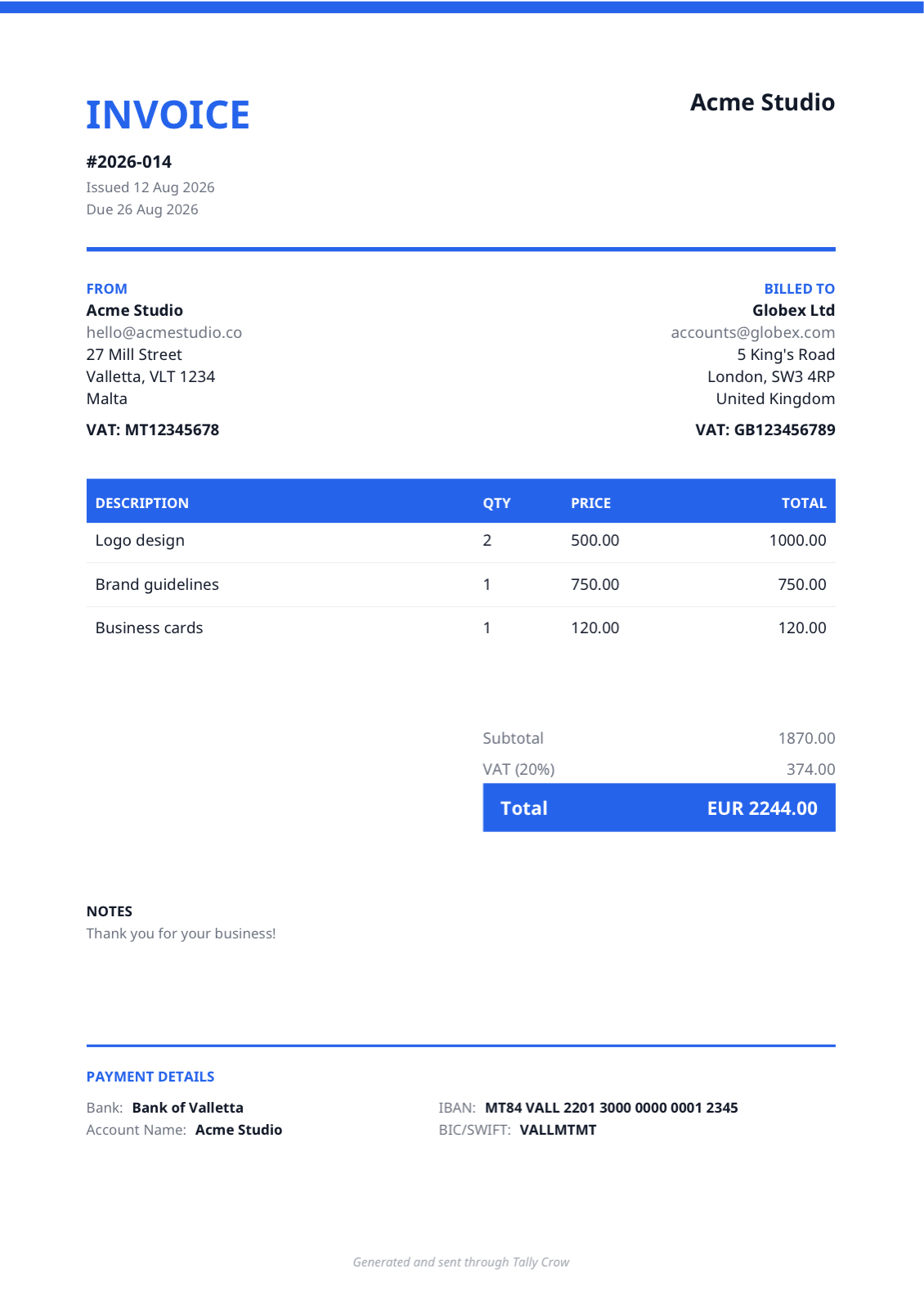 Modern invoice design